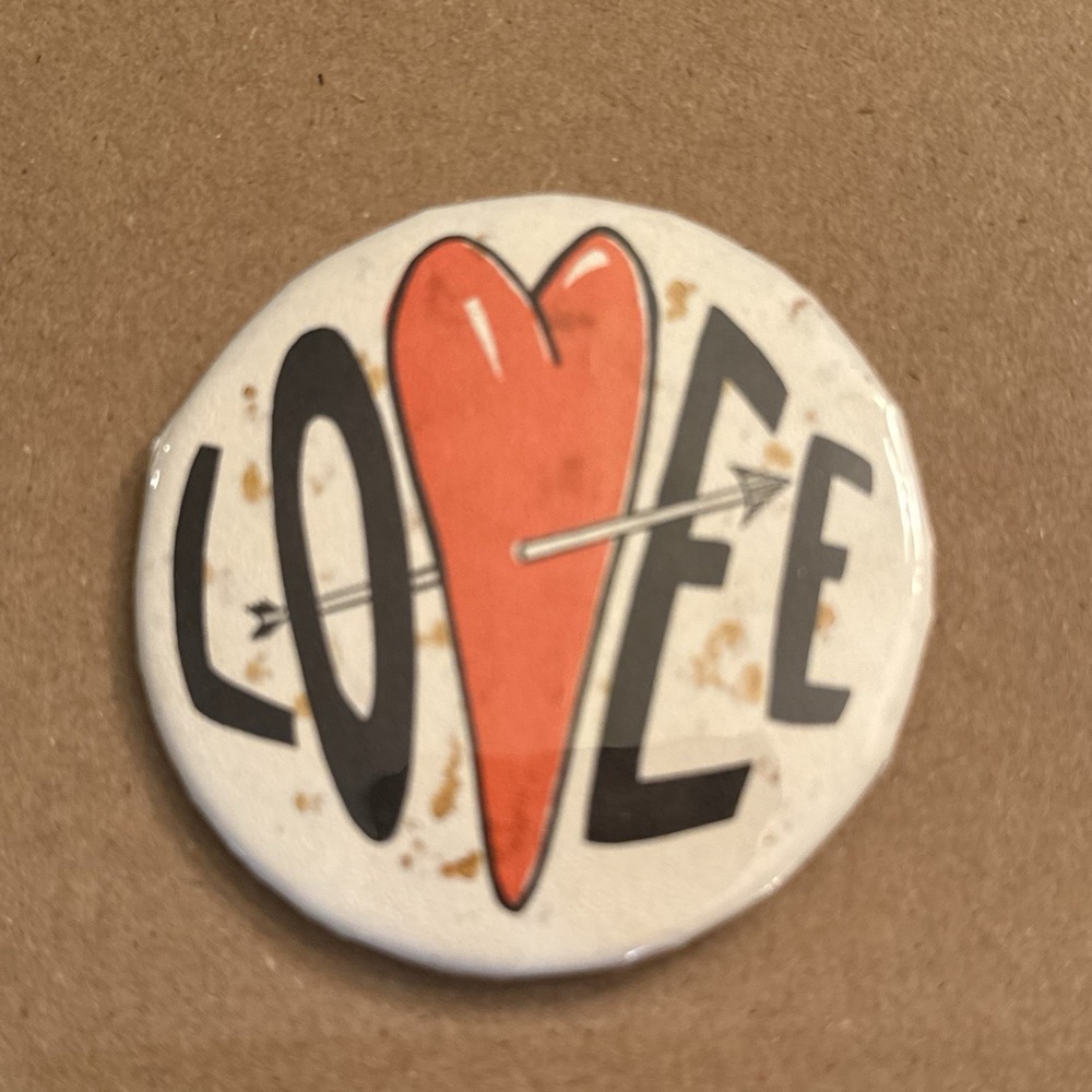 Lovee Heart Vintage Pinback Button Pin Round Circle